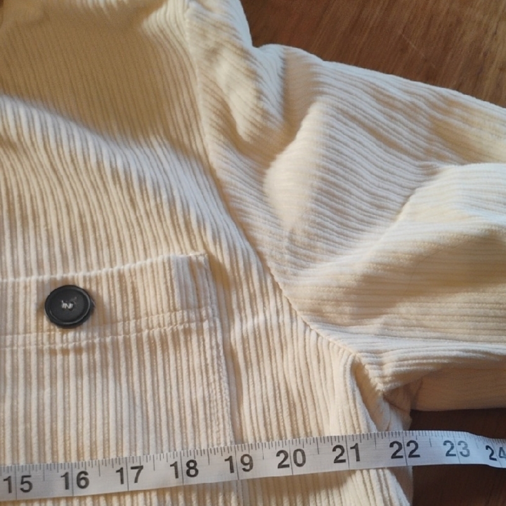 Zara Cream Utility Jacket Corduroy Tailored. Size Medium. Great For Fall. - Picture 8 of 9